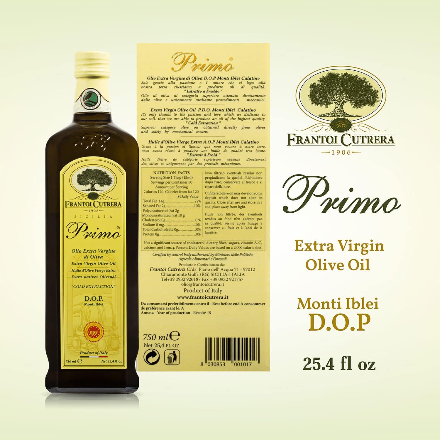 Frantoi Cutrera Primo Cold Extracted Italian Extra Virgin Olive Oil Cold Pressed